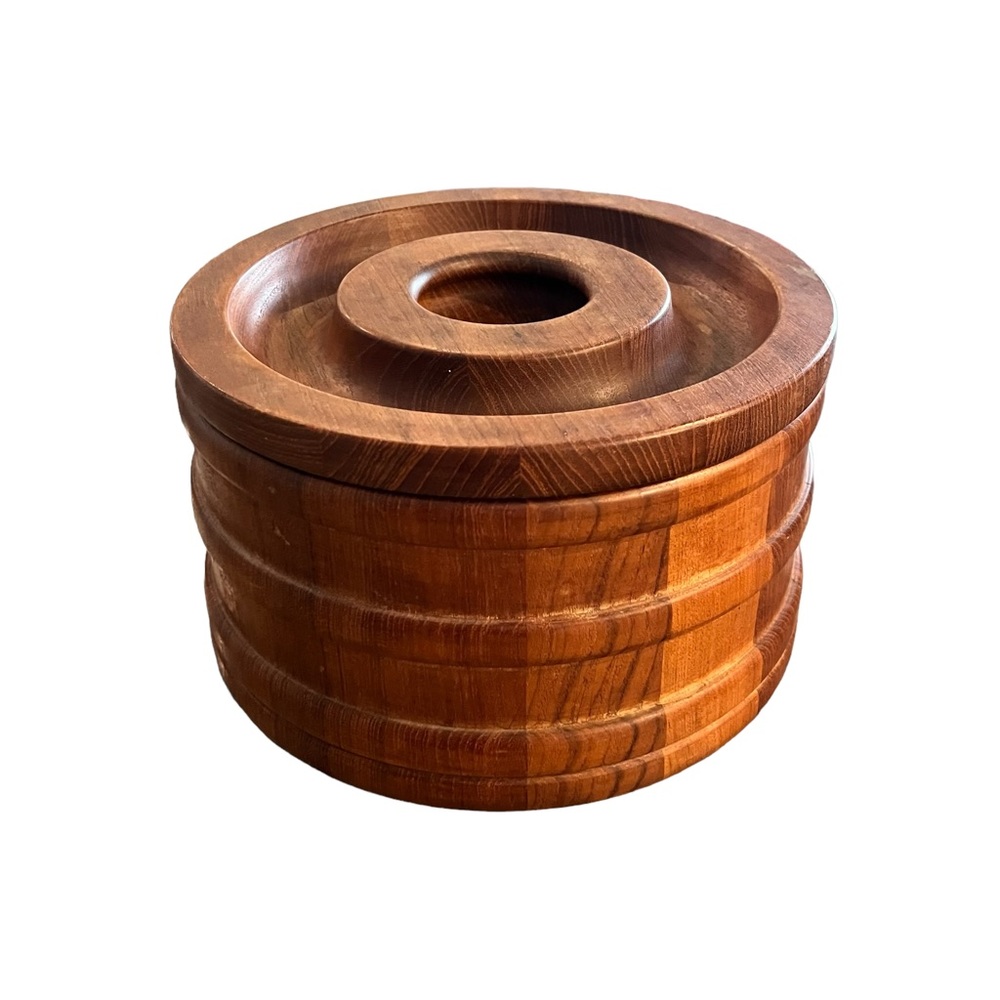 Dansk Wooden Staved Round Server in Warm Brown